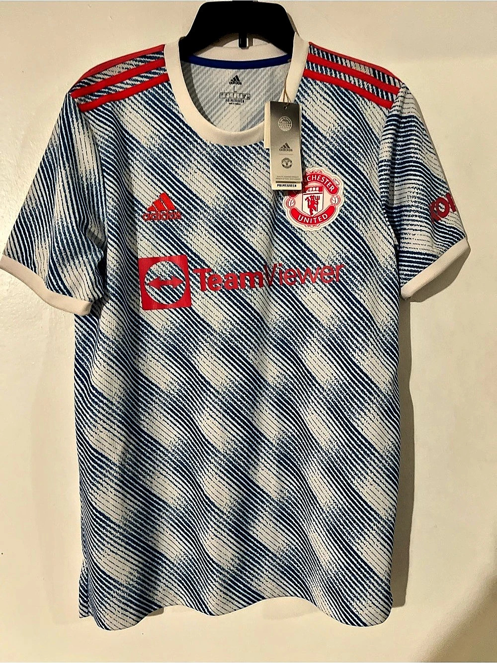 adidas Manchester United 2021/22 Away Jersey Men's Blue & White Large